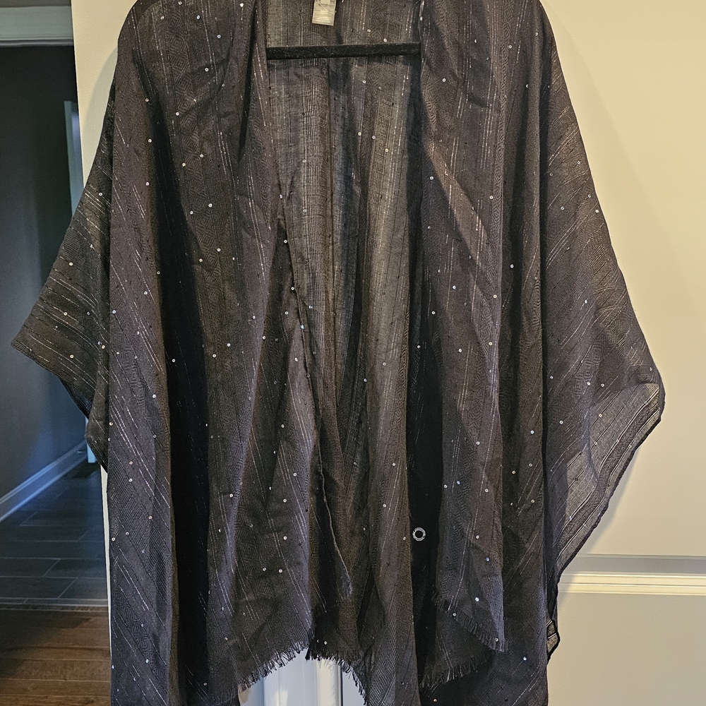 Black Sheer Calvin Klein Wrap with Silver Accents